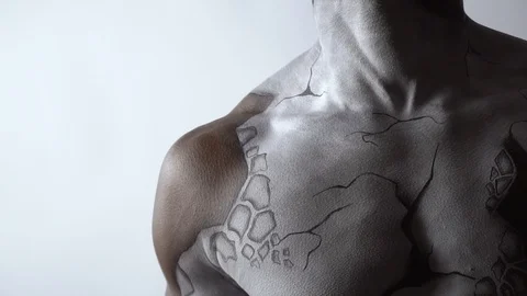 White pattern on the body of an afro guy Stock Footage 91536545