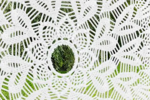 White pattern embroidery ethnic folklore traditional threads blurred foregr.. Stock Photos