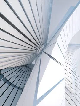 White pattern of futuristic geometric shapes surrounded by mist. 3d rendering Stock Illustration