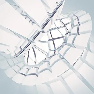 White pattern of futuristic geometric shapes surrounded by mist. 3d rendering Stock Illustration
