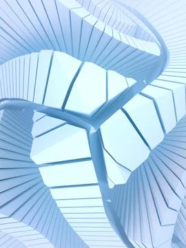 White pattern of futuristic geometric shapes surrounded by mist. 3d rendering Stock Illustration