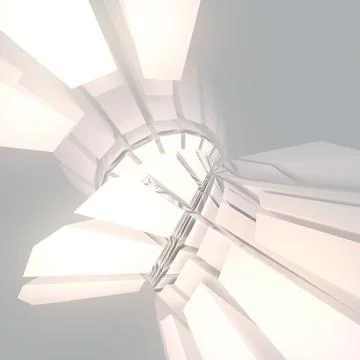 White pattern of futuristic geometric shapes surrounded by mist. 3d rendering Stockillustratie