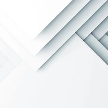 White pattern of square layers. 3d render Illustrazione stock