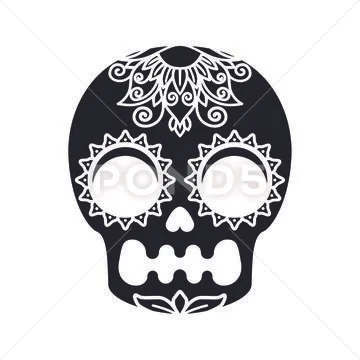 White patterns on a black skull Stock Illustration