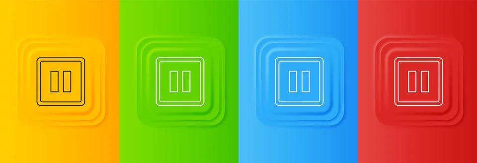 White Pause button icon isolated on colorful background. Set icons in squar.. Stock Illustration