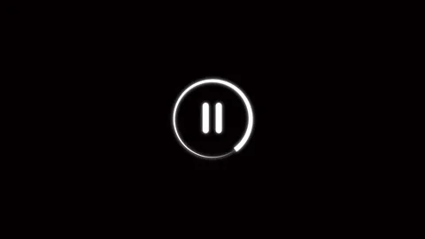 White pause icon with glowing progress circle on black background. Pause ic.. Stock Footage 337129977