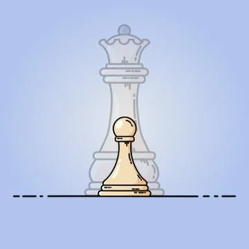 White pawn becomes queen. Vector flat illustration Stock Illustration
