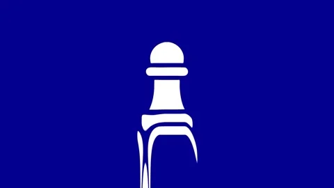 White pawn chess piece animation on blue background Video stock 327761908