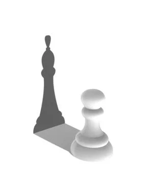 White pawn with king shadow Stock Illustration