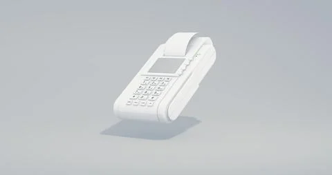 White Payment Machine on a Soft Gray Studio Background. Monochrome. 3D Render. Stockillustratie