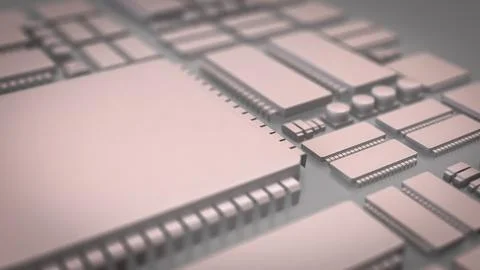 The White PCB Board for It to Technology concept 3d Rendering. Illustrazione stock
