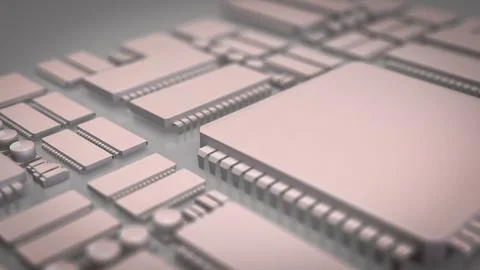 The White PCB Board for It to Technology concept 3d Rendering. Illustrazione stock