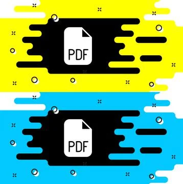 White PDF file document. Download pdf button icon isolated on black background 스톡 일러스트
