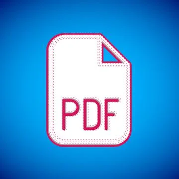 White PDF file document. Download pdf button icon isolated on blue background Illustrazione stock