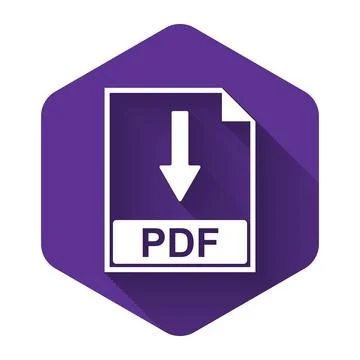 White PDF file document icon isolated with long shadow. Download PDF button sign Stock Illustration
