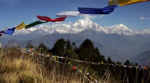 White peaks of Himalayan range Stock Footage 67647377