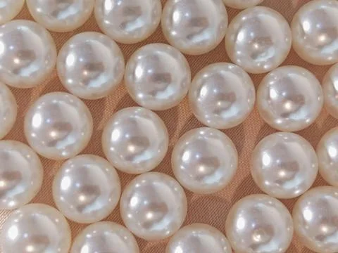 White Pearl Texture Background With Elegant Jewelry Beads Stock Photos