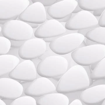 White Pebble . Natural Realistic 3d Stones Of Different Shapes. Sea Rock Pebbles Stock Illustration