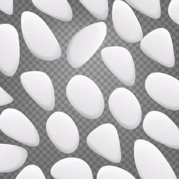 White Pebble Vector. Natural Realistic 3d Stones Of Different Shapes. Sea Rock Illustrazione stock