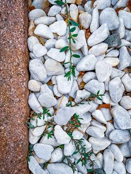 White pebbles texture and background, Decorative stone Stock Photos