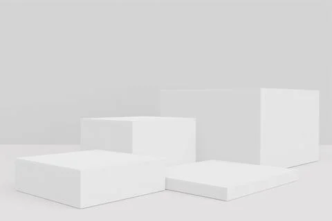 White pedestal display with box stand concept. Podium for brand promotion pro Stock Illustration