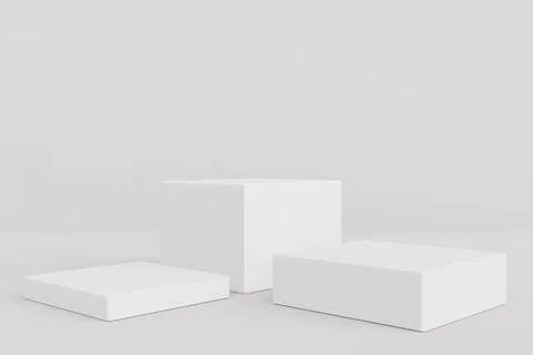 White pedestal display with box stand concept. Podium for brand promotion pro Stock Illustration