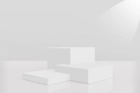 White pedestal display with box stand concept. Podium for brand promotion pro Stock Illustration
