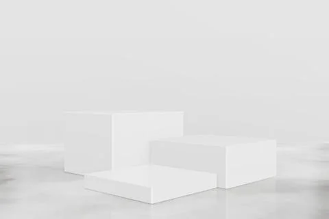 White pedestal display with box stand concept. Podium for brand promotion pro Stock Illustration