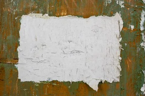 White peeling paint rectangle , scraped copy space on old vintage furniture.. 写真素材