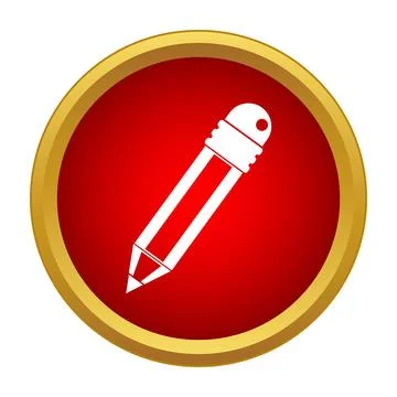 White pencil icon creating a red circle button Illustrazione stock