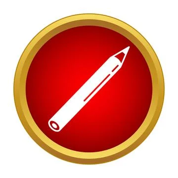 White pencil vector icon on red circle Ilustración de archivo
