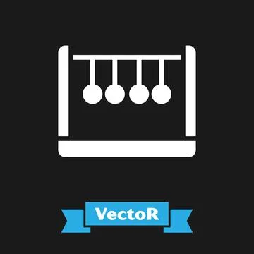 White Pendulum icon isolated on black background. Newtons cradle. Vector Stock Illustration