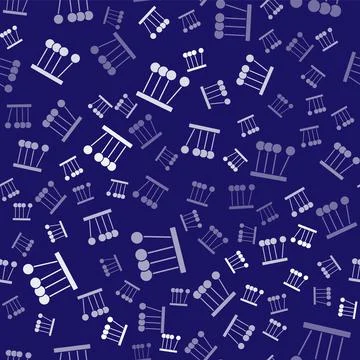 White Pendulum icon isolated seamless pattern on blue background. Newtons cradle 스톡 일러스트