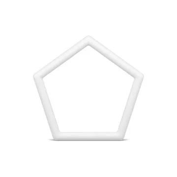 White pentagonal geometric frame architecture basic foundation 3d glossy el.. Stock Illustration