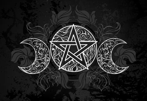 White pentagram with leaves Stock Illustration