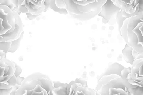 White peony background with a round label Stock Illustration