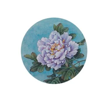 White peony on a blue background Stock Illustration