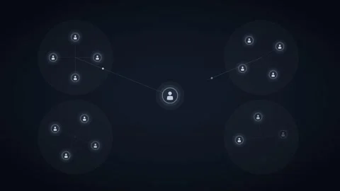 White People Cluster Groups Team Network Glow 4K Loop Stock Footage 342603764