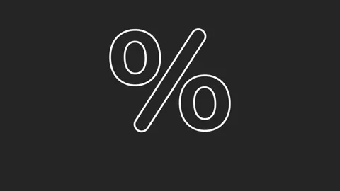 White percentage symbol on dark background Stock Footage 346529467