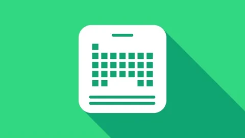 White Periodic table of the elements icon isolated on green background. 4K Video Video stock 147158062