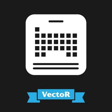 White Periodic table of the elements icon isolated on black background. Vector Stock Illustration