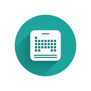 White Periodic table of the elements icon isolated with long shadow. Green イラスト素材