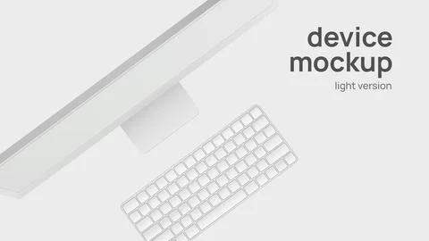 White Personal Computer Mockup. Top View. Light Version Stock Illustration