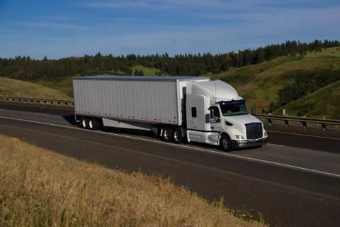 White Peterbilt - White Trailer - Blank Stock Photos