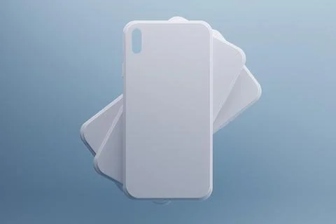 White phone cases mockup, studio background, design Stock Illustration