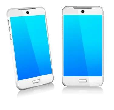 White Phone Cell Smart Mobile 3D and 2D Stock Illustration