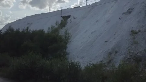 White phosphorite mountain at Voskresensk 2021_01 Stock Footage 161568341