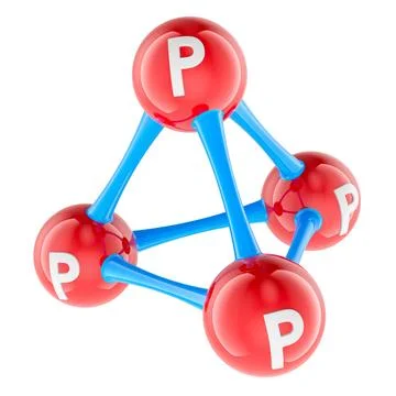 White phosphorus P4 molecule model. 3D rendering Ilustração Stock