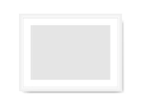 White photo frame template. Empty rectangular horizontal banner with gray center Stock Illustration