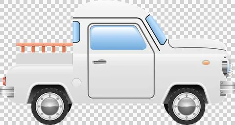 White pick-up truck with a distinctive, rounded cab and wooden bed frame fo.. Stock Illustration